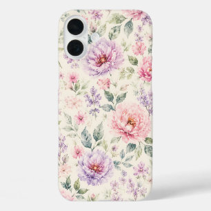 Soft Watercolor Peony Floral iPhone 16 Plus Case