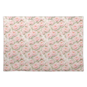 Soft Watercolor Peony Floral Seamless Pattern Cloth Placemat