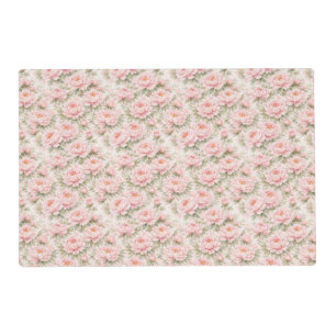 Soft Watercolor Peony Floral Seamless Pattern Placemat
