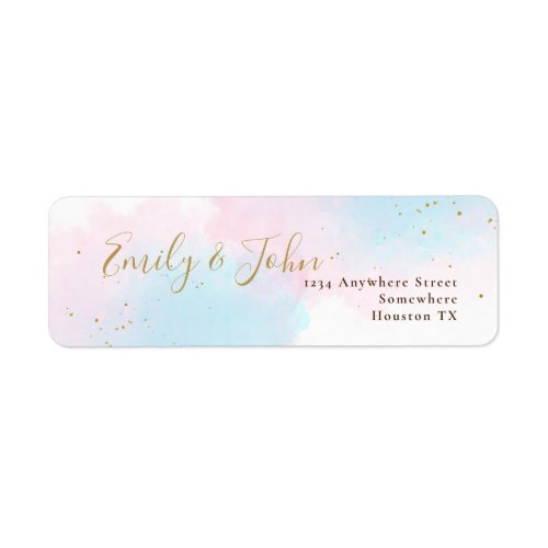 Soft Watercolor Pink  Blue Wedding Return Address Label