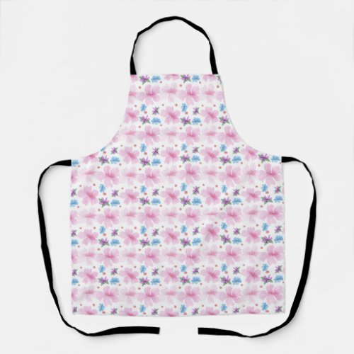 Soft Watercolor Pink Floral Pattern Apron