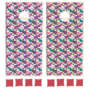 Soft Watercolor Pink Floral Pattern Body Pillow Cornhole Set