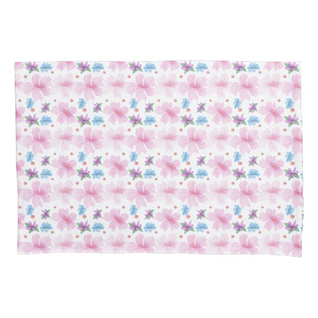 Soft Watercolor Pink Floral Pattern  Pillow Case (Front)