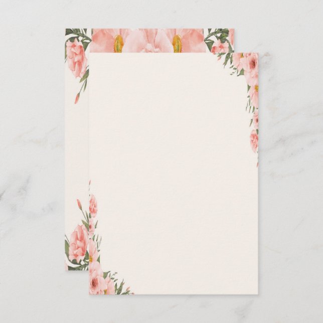 Soft watercolor pink flower note card (Front/Back)