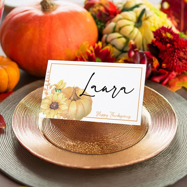 Soft watercolor pumpkins place card (Creator Uploaded)