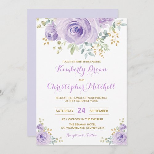 Soft Watercolor Purple Lilac Floral Wedding Party Invitation