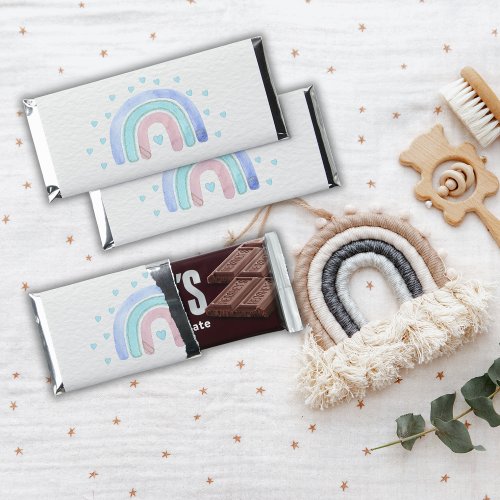 Soft Watercolor Rainbow Baby Shower Thank You Hershey Bar Favors