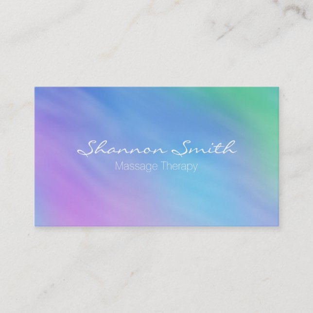 Soft Watercolor Rainbow Sky Minimal Elegant Business Card (Front)