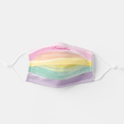 Colorful pastel Soft Watercolor Rainbow Stripe with personalized with Your Name Cloth Face Mask