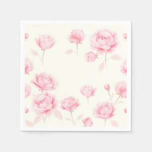 Soft Watercolor Roses and Peonies Napkins