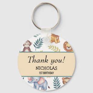 Soft Watercolor Safari Jungle Animals Tropical Art Keychain