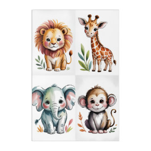 Soft Watercolor Safari Kids Wall Art