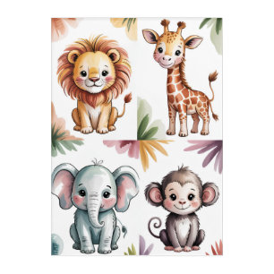 Soft Watercolor Safari Nursery Wall Art