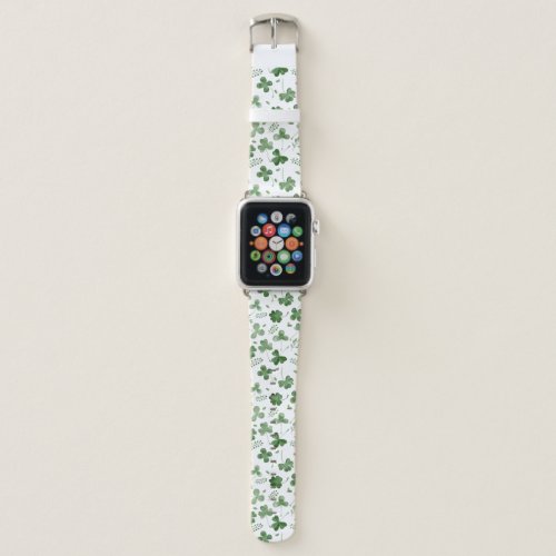 Soft Watercolor Shamrock Pattern Apple Watch Band