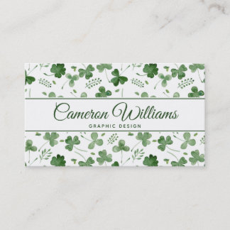 Soft Watercolor Shamrock Pattern Business Card