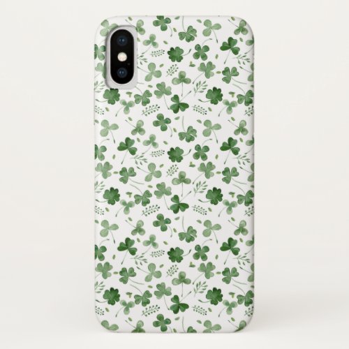 Soft Watercolor Shamrock Pattern iPhone XS Case