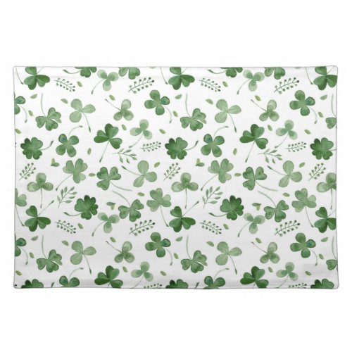 Soft Watercolor Shamrock Pattern Cloth Placemat