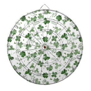 Soft Watercolor Shamrock Pattern Dart Board