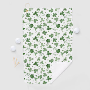Soft Watercolor Shamrock Pattern Golf Towel