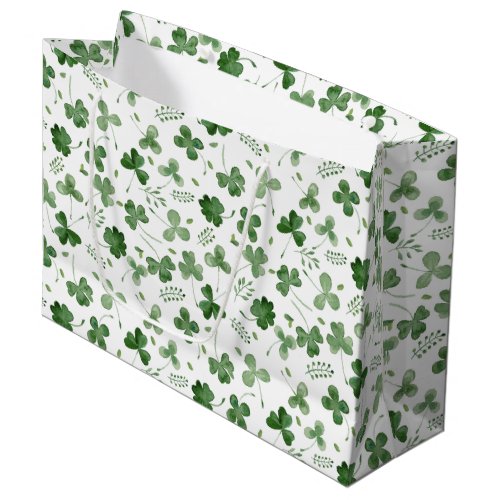 Soft Watercolor Shamrock Pattern Large Gift Bag