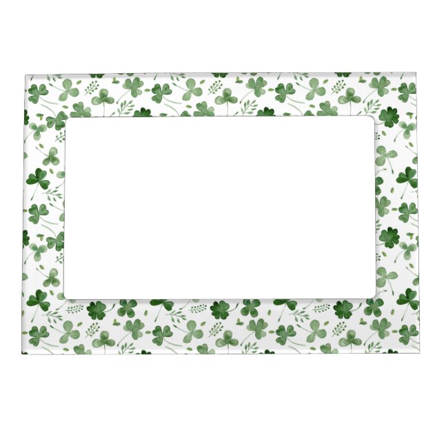 Soft Watercolor Shamrock Pattern Magnetic Frame (Front)