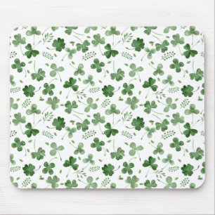 Soft Watercolor Shamrock Pattern Mouse Pad