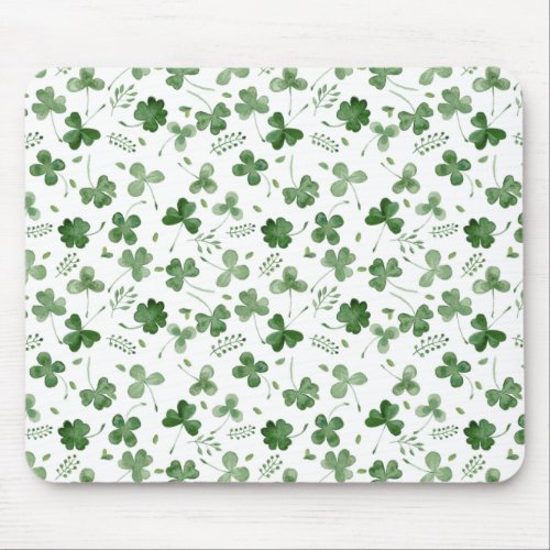 Soft Watercolor Shamrock Pattern Mouse Pad