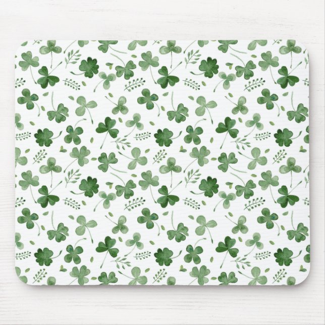 Soft Watercolor Shamrock Pattern Mouse Pad (Front)