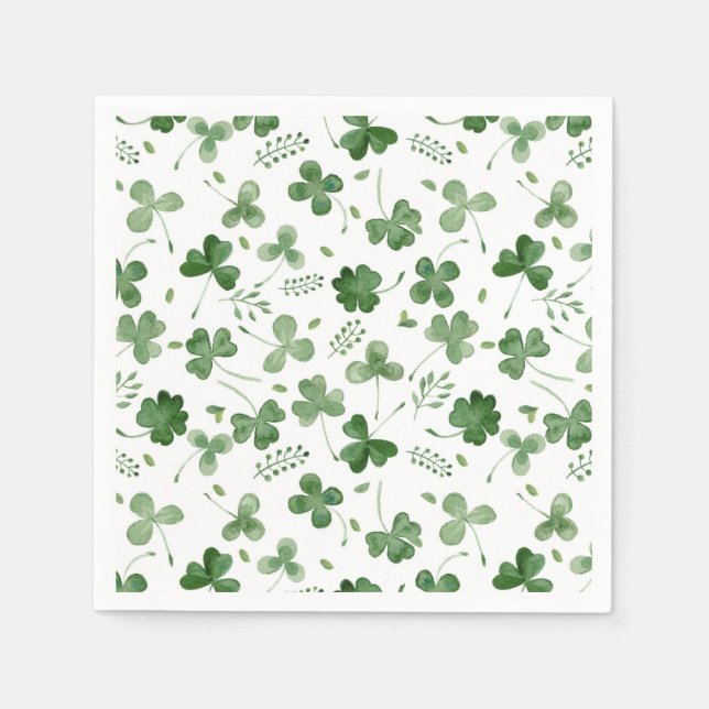 Soft Watercolor Shamrock Pattern Napkins (Front)