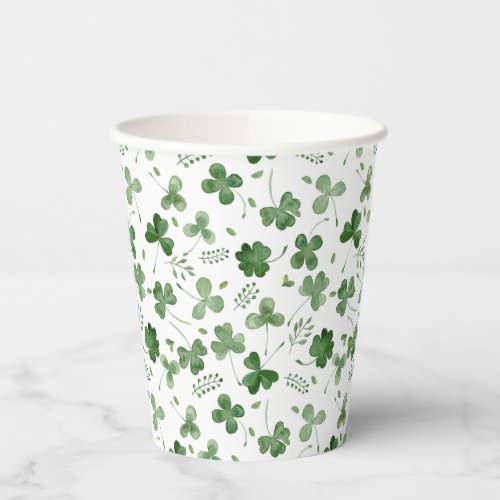 Soft Watercolor Shamrock Pattern Paper Cups