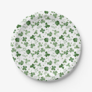 Soft Watercolor Shamrock Pattern Paper Plates