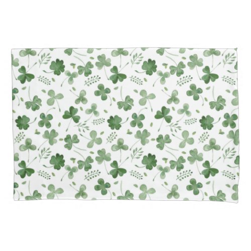 Soft Watercolor Shamrock Pattern Pillow Case