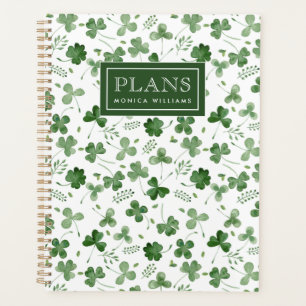 Soft Watercolor Shamrock Pattern Planner