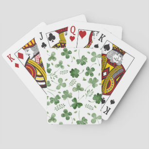 Soft Watercolor Shamrock Pattern Poker Cards