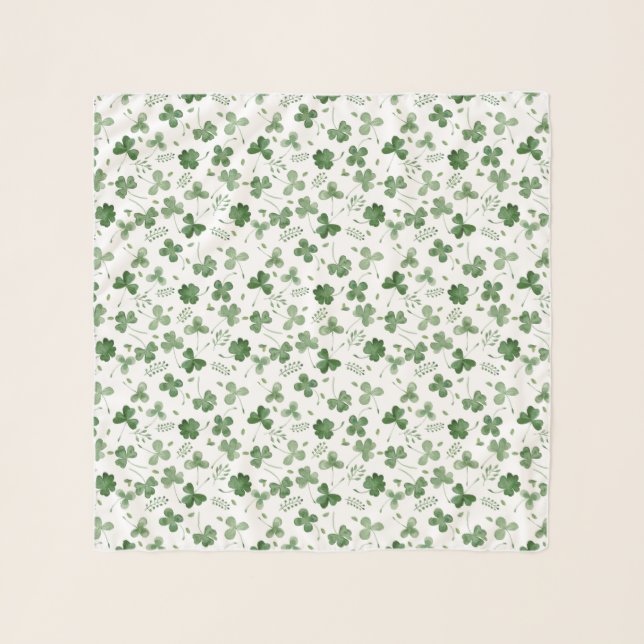 Soft Watercolor Shamrock Pattern Scarf (Front)