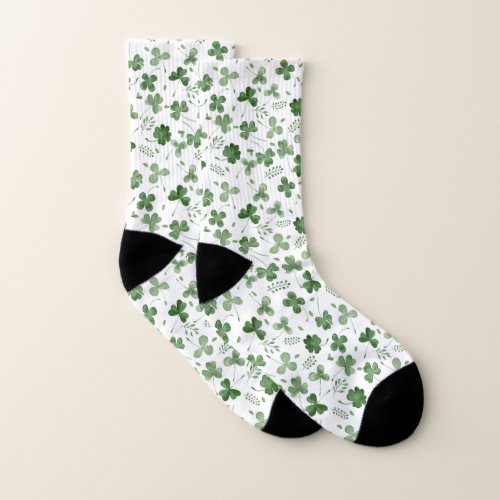 Soft Watercolor Shamrock Pattern Socks