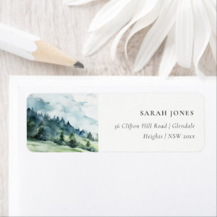 Soft Watercolor Snow Mountain Landscape Address Label