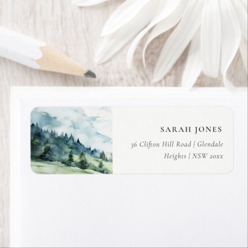 Soft Watercolor Snow Mountain Landscape Address Label