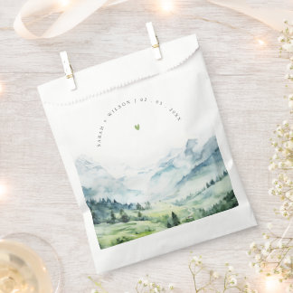 Soft Watercolor Snow Mountain Landscape Wedding Favor Bag