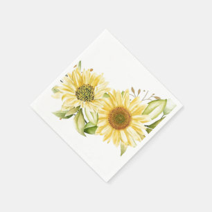 Soft watercolor sunflowers napkins
