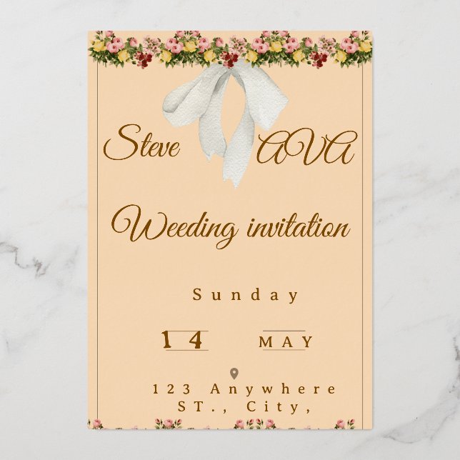 Soft Watercolor Wedding Invitation Foil Invitation (Front)