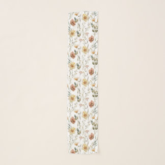 Soft Watercolor Wildflower Botanical Boho Pattern Scarf