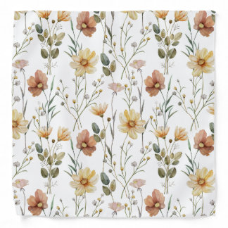Soft Watercolor Wildflower Botanical Pattern Bandana
