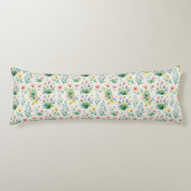 soft watercolor windflowers body pillow (Front)