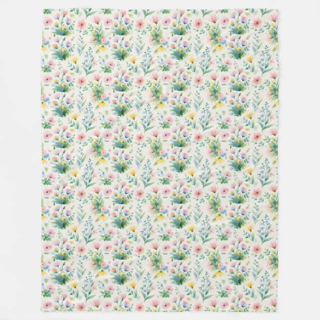 soft watercolor windflowers fleece blanket (Front)