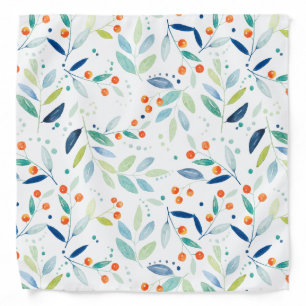 Soft Watercolors Botanical pattern Illustration Bandana