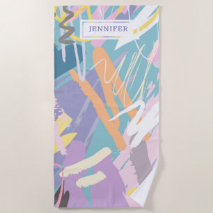 Soft watercolors brushstrokes artistic background beach towel