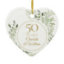 Soft Watercolour Leaves 50th Anniversary Ceramic Ornament
