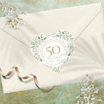 Soft Watercolour Leaves 50th Anniversary Heart Sticker<br><div class="desc">Featuring delicate soft watercolour leaves,  this chic botanical 50th wedding anniversary design can be personalised with your special fiftieth-anniversary information in elegant gold text. Designed by Thisisnotme©</div>