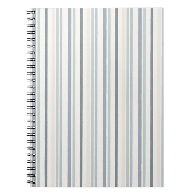 Soft Watercolour Vertical Stripe Pattern in Blue  Notebook (Front)